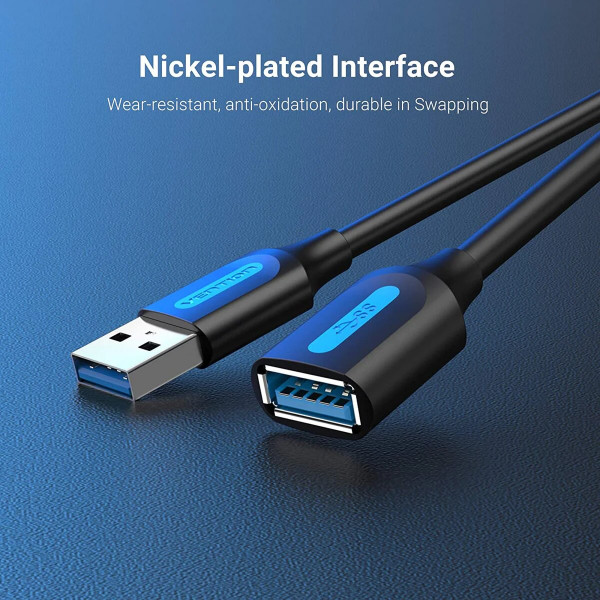 Кабель Vention USB 3.0 A Male to A Female Extension Cable 0.5M чорний PVC Type (CBHBD)