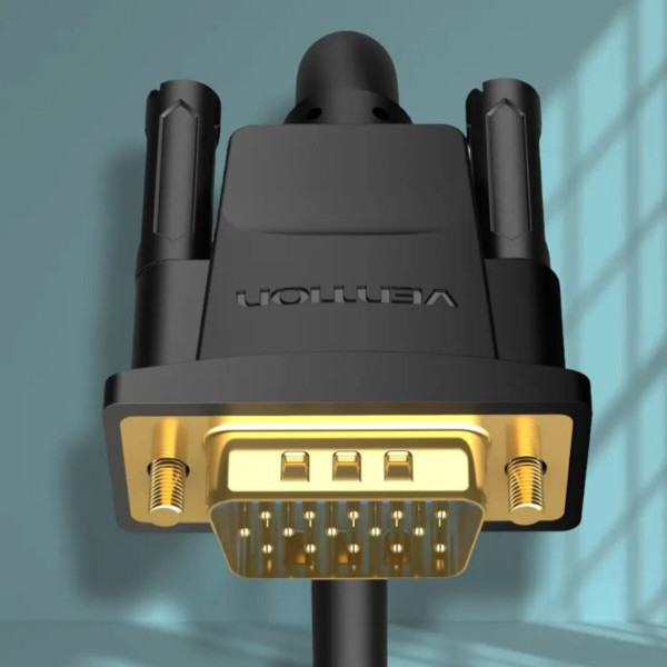Кабель Vention VGA(3+6) Male to Male Cable with ferrite cores 1M Black (DAEBF)