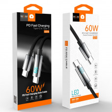 Кабель WUW-X214 Type-C to Type-C PD60W 1m Black (WUW-X214)