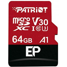 Карта пам'яті microSDXC (UHS-1 U3) Patriot EP Series 64Gb class 10 V30 (R-100MB/s, W-80MB/s) (adapter SD)