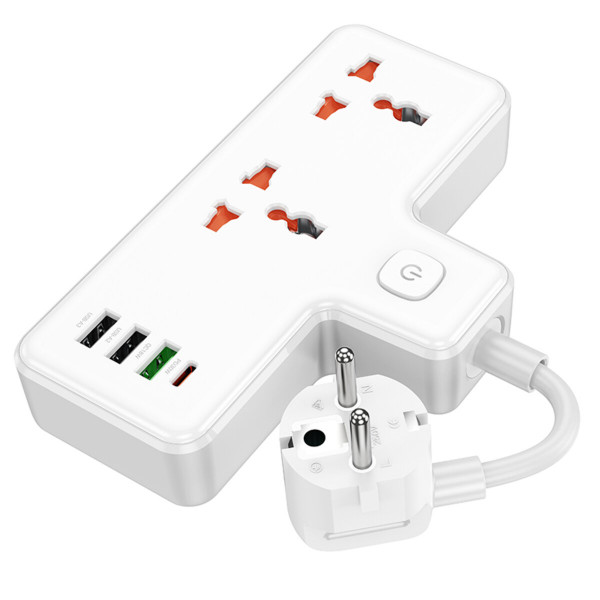 Мережевий подовжувач HOCO AC12A Reise 2-position expansion socket(PD30W/1C3A) Білий