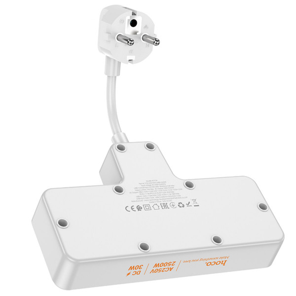 Мережевий подовжувач HOCO AC12A Reise 2-position expansion socket(PD30W/1C3A) Білий