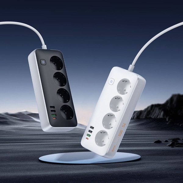 Мережевий подовжувач HOCO AC22 Sunlight 4-bit (PD30W/1C3A) desktop socket (EU/GER) Білий