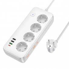 Мережевий подовжувач HOCO AC22 Sunlight 4-bit (PD30W/1C3A) desktop socket (EU/GER) Білий