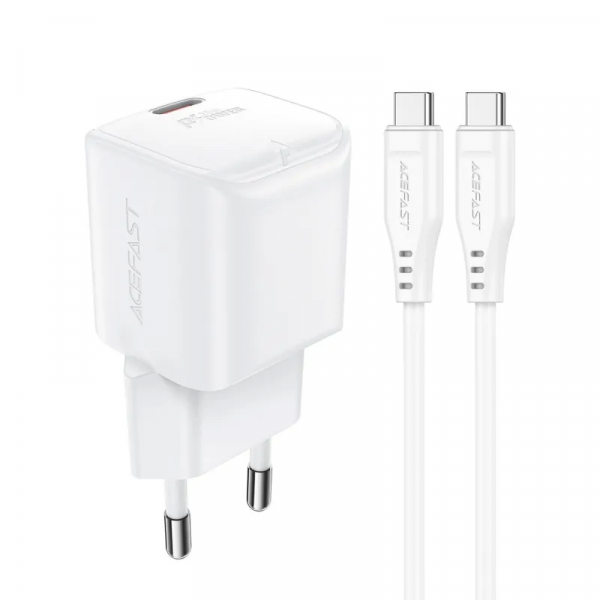 Мережевий зарядний пристрій ACEFAST A73 mini PD20W GaN single USB-C charger set (C3-03) Білий