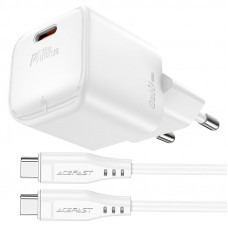 Мережевий зарядний пристрій ACEFAST A77 mini PD30W GaN single USB-C charger set (C3-03) White