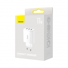 Мережевий зарядний пристрій Baseus Compact Charger 3U 17W EU White (CCXJ020102)