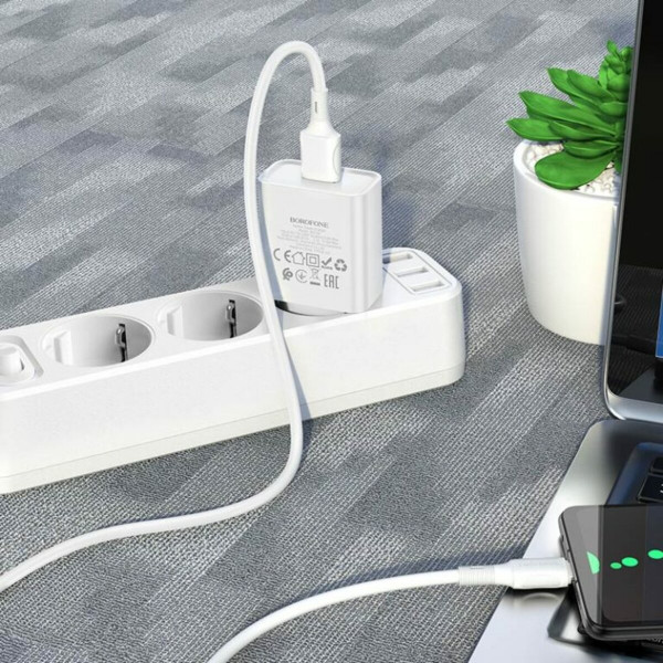 Мережевий зарядний пристрій BOROFONE BA74A Aspirer single port charger set(Micro) Білий