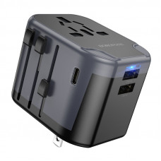 Мережевий зарядний пристрій BOROFONE BAC12 Leader 3-port(1C2A) universal conversion charger Чорний