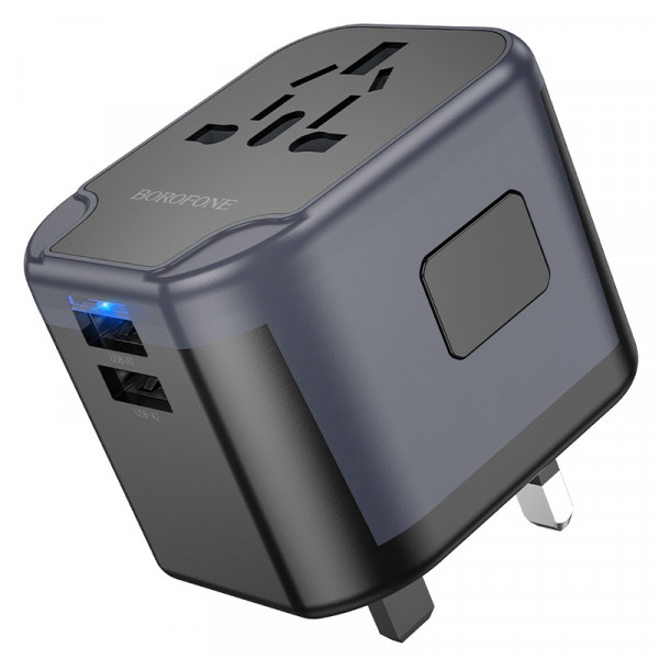 Мережевий зарядний пристрій BOROFONE BAC12 Leader 3-port(1C2A) universal conversion charger Чорний