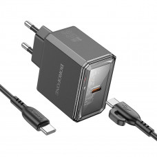 Мережевий зарядний пристрій BOROFONE BAS31A Treasure single port PD35W charger set(C to C)(EU) Чорний