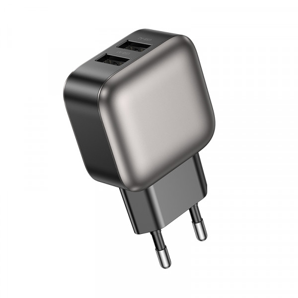 Мережевий зарядний пристрій BOROFONE BAS51A Absolute dual-port charger Black (6941991116100)