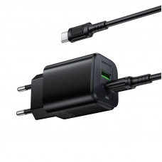 Мережевий зарядний пристрій BOROFONE BAS83A Star PD20W+QC3.0 charger set (C to C) (EU) Black (6941991126802)
