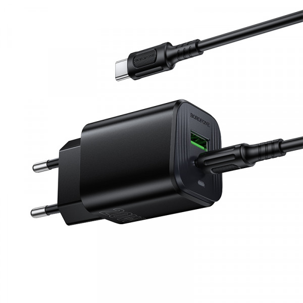 Мережевий зарядний пристрій BOROFONE BAS83A Star PD20W+QC3.0 charger set (C to C) (EU) Black (6941991126802)
