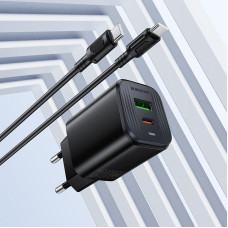 Мережевий зарядний пристрій BOROFONE BAS83A Star PD20W+QC3.0 charger set (C to C) (EU) Black (6941991126802)
