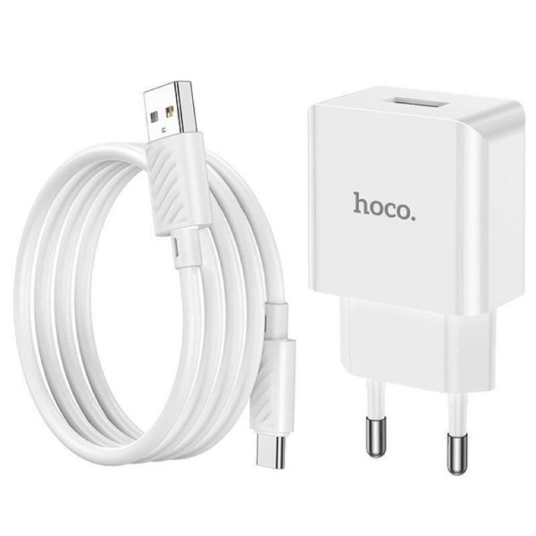 Мережевий зарядний пристрій HOCO C106A Leisure single port charger set(Type-C) Білий