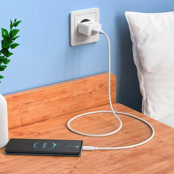 Мережевий зарядний пристрій HOCO C106A Leisure single port charger set(Type-C) Білий