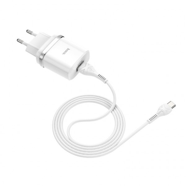 Мережевий зарядний пристрій HOCO C12Q Smart QC3.0 charger set(Type-C) 18W Білий
