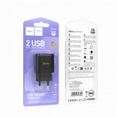 Мережевий зарядний пристрій HOCO C141A Smart dual-port charger Black (6942007627849)