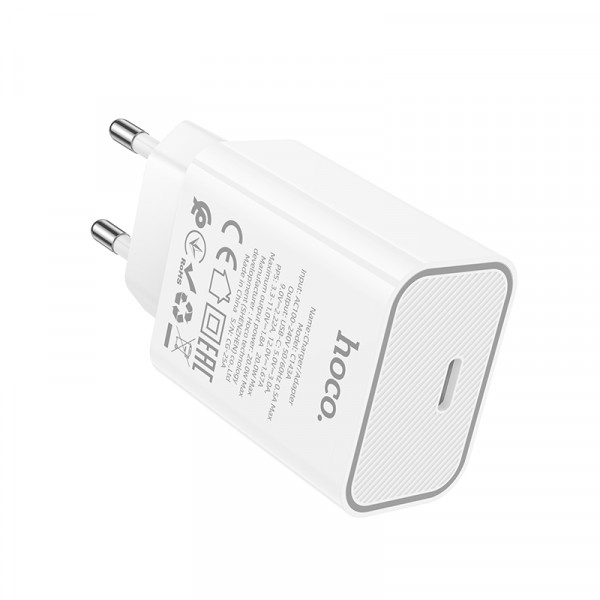 Мережевий зарядний пристрій HOCO C143A Benefit single port PD20W charger White (6942007652063)