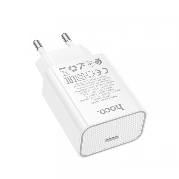 Мережевий зарядний пристрій HOCO C143A Benefit single port PD20W charger White (6942007652063)