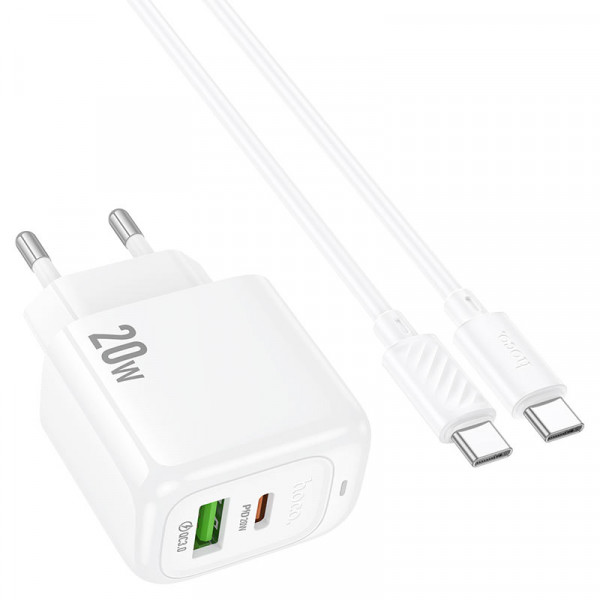 Мережевий зарядний пристрій HOCO CS54A Surplus PD20W+QC3.0 charger set(C to C) (6942007631532)