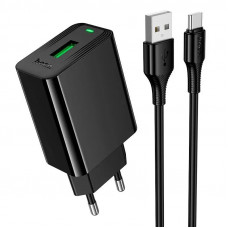 Мережевий зарядний пристрій HOCO CS91A Leader single-port charger set(Type-C) Black (6942007670999)