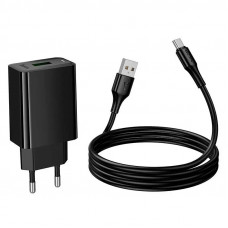 Мережевий зарядний пристрій HOCO CS91A Leader single-port charger set(Type-C) Black (6942007670999)
