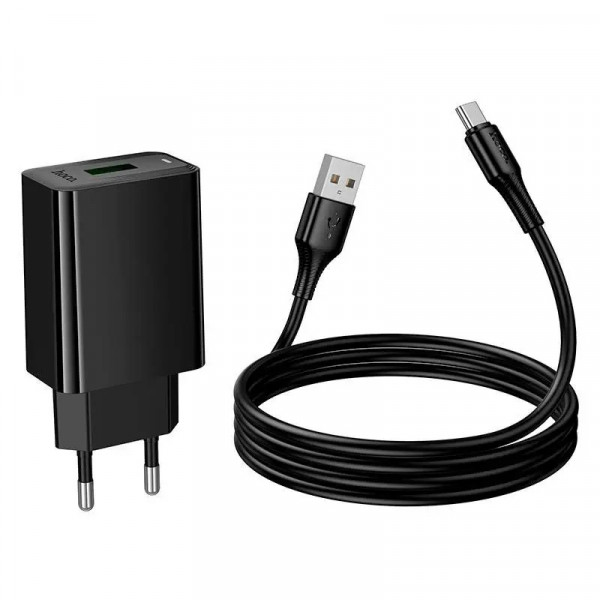 Мережевий зарядний пристрій HOCO CS91A Leader single-port charger set(Type-C) Black (6942007670999)