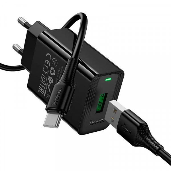 Мережевий зарядний пристрій HOCO CS91A Leader single-port charger set(Type-C) Black (6942007670999)