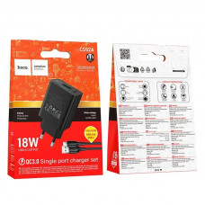 Мережевий зарядний пристрій HOCO CS91A Leader single-port charger set(Type-C) Black (6942007670999)