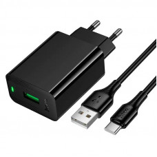 Мережевий зарядний пристрій HOCO CS91A Leader single-port charger set(Type-C) Black (6942007670999)