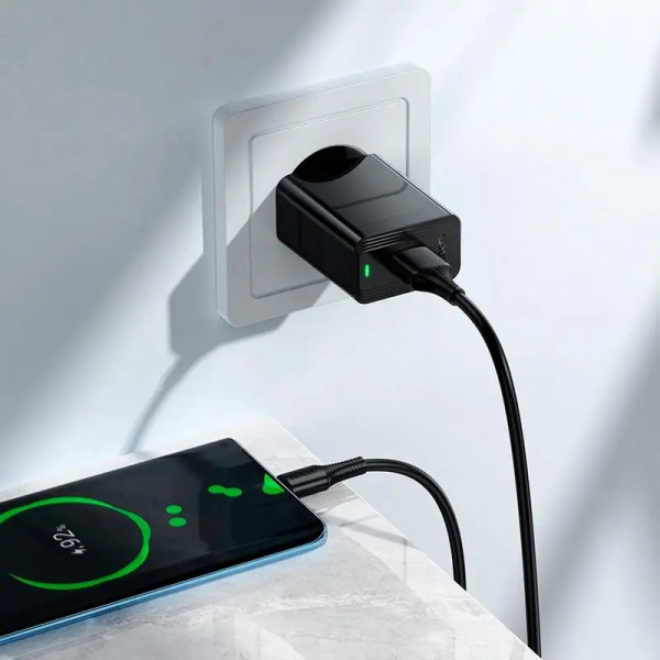 Мережевий зарядний пристрій HOCO CS91A Leader single-port charger set(Type-C) Black (6942007670999)