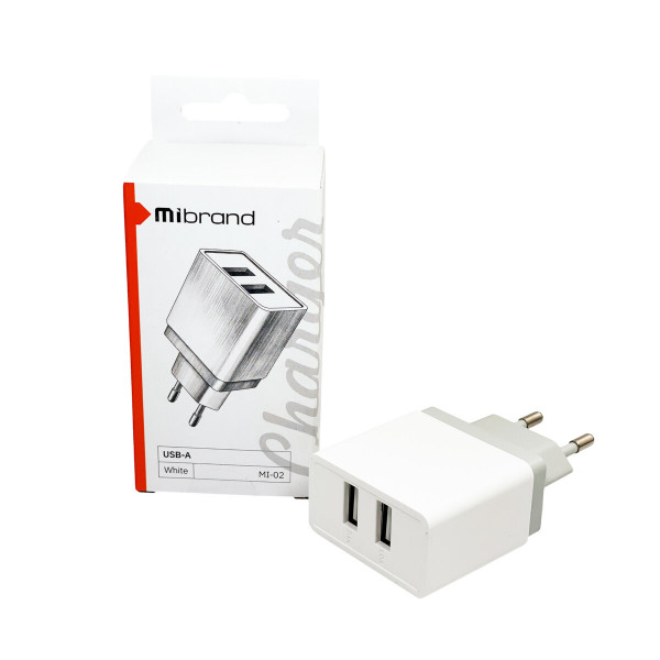 Мережевий зарядний пристрій Mibrand MI-02 Travel Charger 2USB-A 5W White