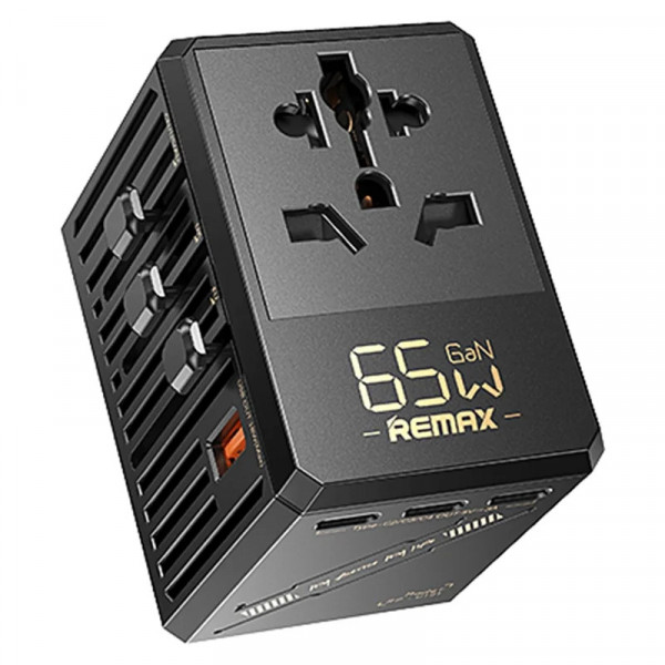 Мережевий зарядний пристрій REMAX 65W 1A4C Multifunctional GaN Fast Charger RP-U191 Black (6954851247456)