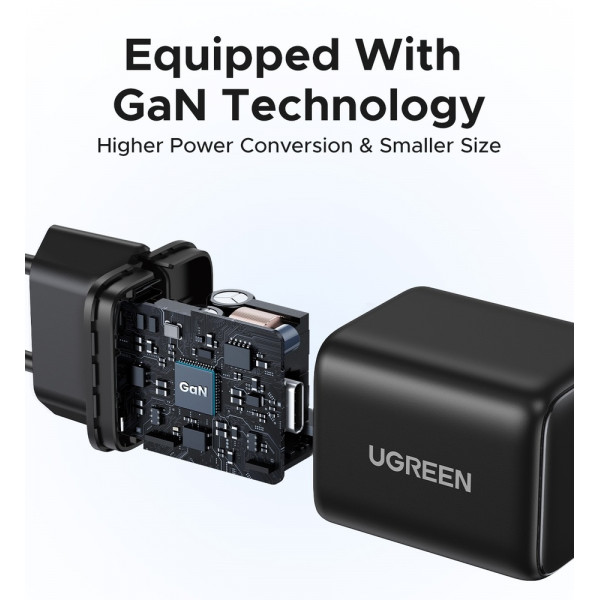 Мережевий зарядний пристрій UGREEN X512 20W USB-C GaN Fast Charger EU Black (UGR-55553)