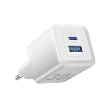 Мережевий зарядний пристрій Vention 2-Port USB (C + A) GaN Charger (30W/30W) EU-Plug White
