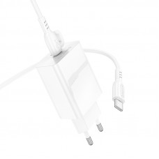 Мережевий зарядний пристрій з кабелем BOROFONE BA21A Pro Long journey single port PD20W charger set(C to C) White (6941991111426)