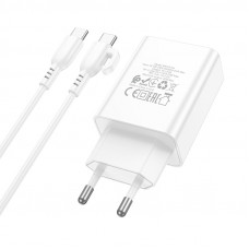 Мережевий зарядний пристрій з кабелем BOROFONE BA21A Pro Long journey single port PD20W charger set(C to C) White (6941991111426)