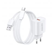 Мережевий зарядний пристрій з кабелем REMAX Kiddy 18W Charger+ Cable Set RP-U119 EU-A-C (6954851245742)