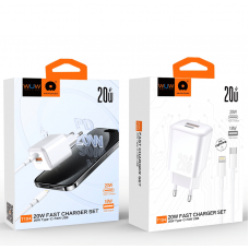 Мережевий зарядний пристрій з кабелем WUW-T104L PD20W A+C Lightning kit (6978749570631)