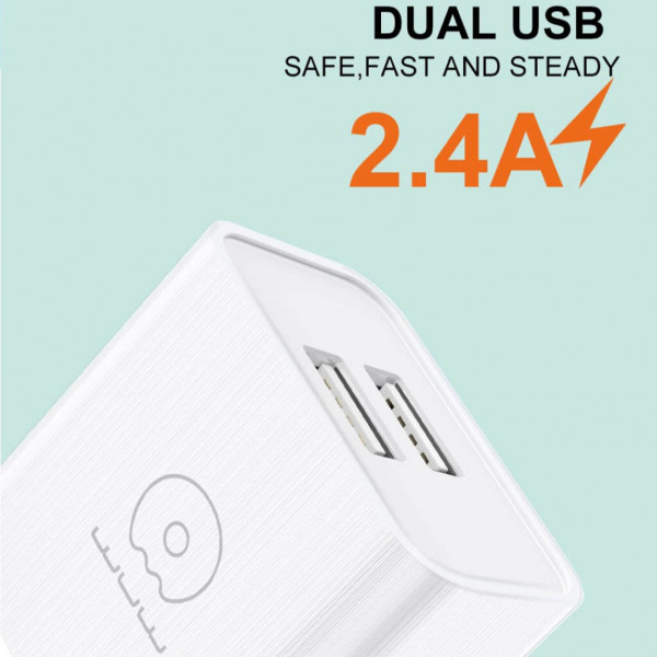 Мережевий зарядний пристрій з кабелем WUW-T92 2USB/2.4A set type-c (6972573337682)