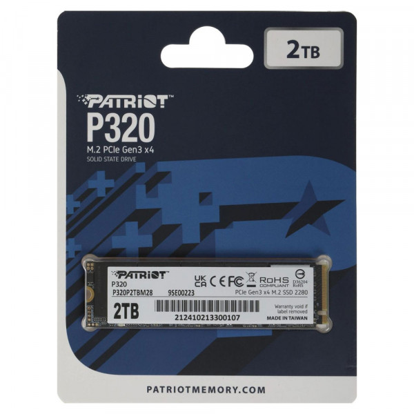 Накопичувач SSD M.2 Patriot P320 2TB NVMe 2280 Gen3.0 x4 3D TLC (P320P2TBM28)