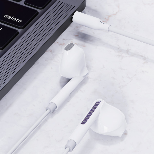 Навушники ACEFAST L14 3.5mm semi-in-ear wired earphones with mic White (6974316286707)