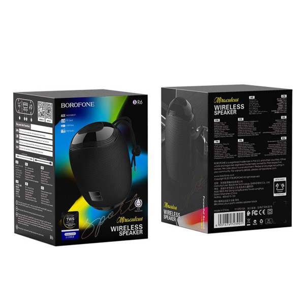Портативна колонка BOROFONE BR6 Miraculous sports wireless speaker Чорний