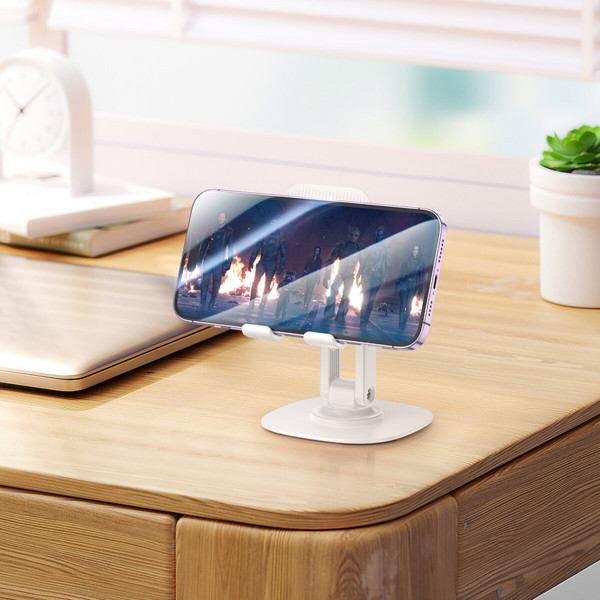 Тримач для телефона HD6 Winner dual-axis rotating desktop stand Білий