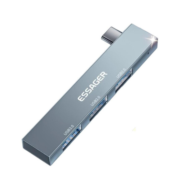 USB-hub ESSAGER (opp bag) Fengyang 3 in 1 Splitter Silver