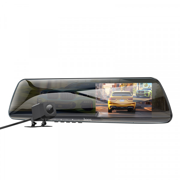 Відеореєстратор HOCO DV4 4.5-inch rearview mirror driving recorder(dual-channel) Black (6942007616782)