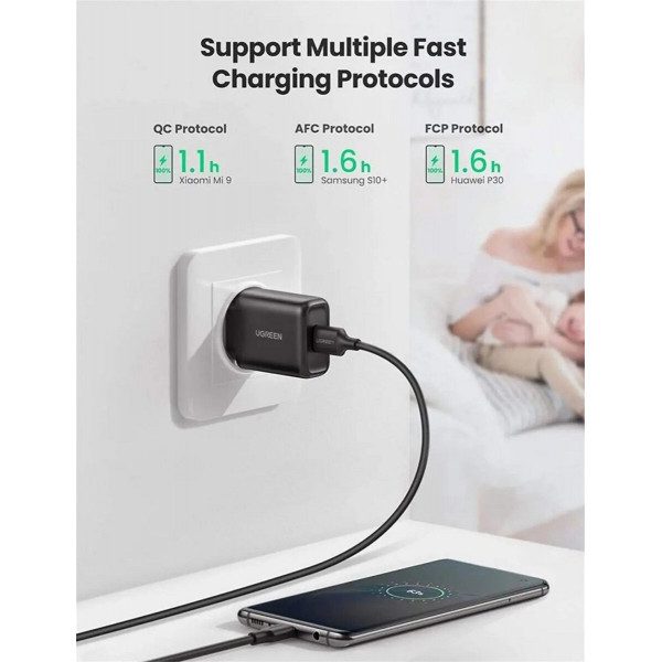 Зарядний пристрій UGREEN CD122 QC3.0 USB Fast Charger EU (Чорний) (UGR-70273)