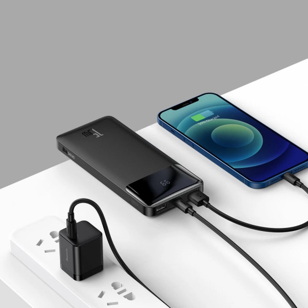 Зовнішній акумулятор Baseus Bipow Digital Display Power Bank 10000mAh 15W Black